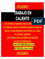 Cartel de Trabajos en Caliente