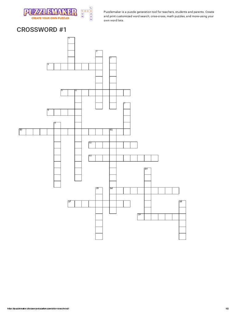 Vocabulary Crossword PDF