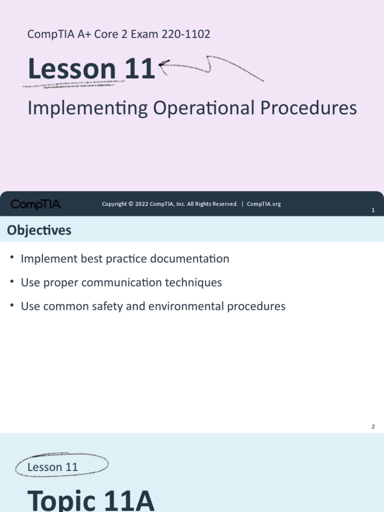 Lesson 11: Implementing Operational Procedures | PDF