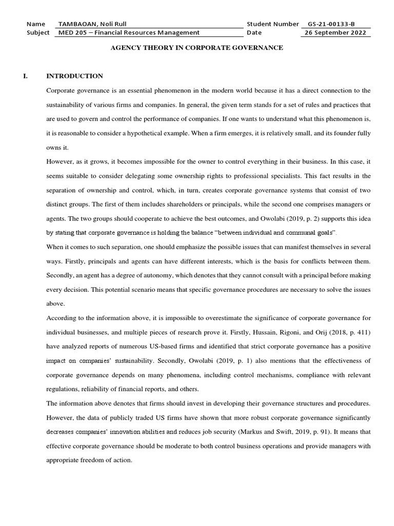 TAMBAOAN - Act 1 - Reflection On Financial Management Theories - 25