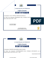Certificados consejo estudiantil San Sebastián 2019