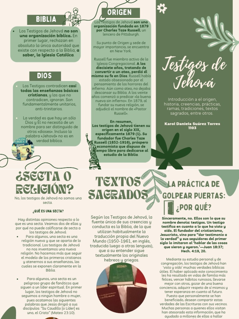 Testigos de Jehová Folleto | PDF | Secta | Biblia