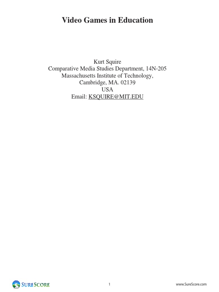 Video Games in Education Updated | PDF