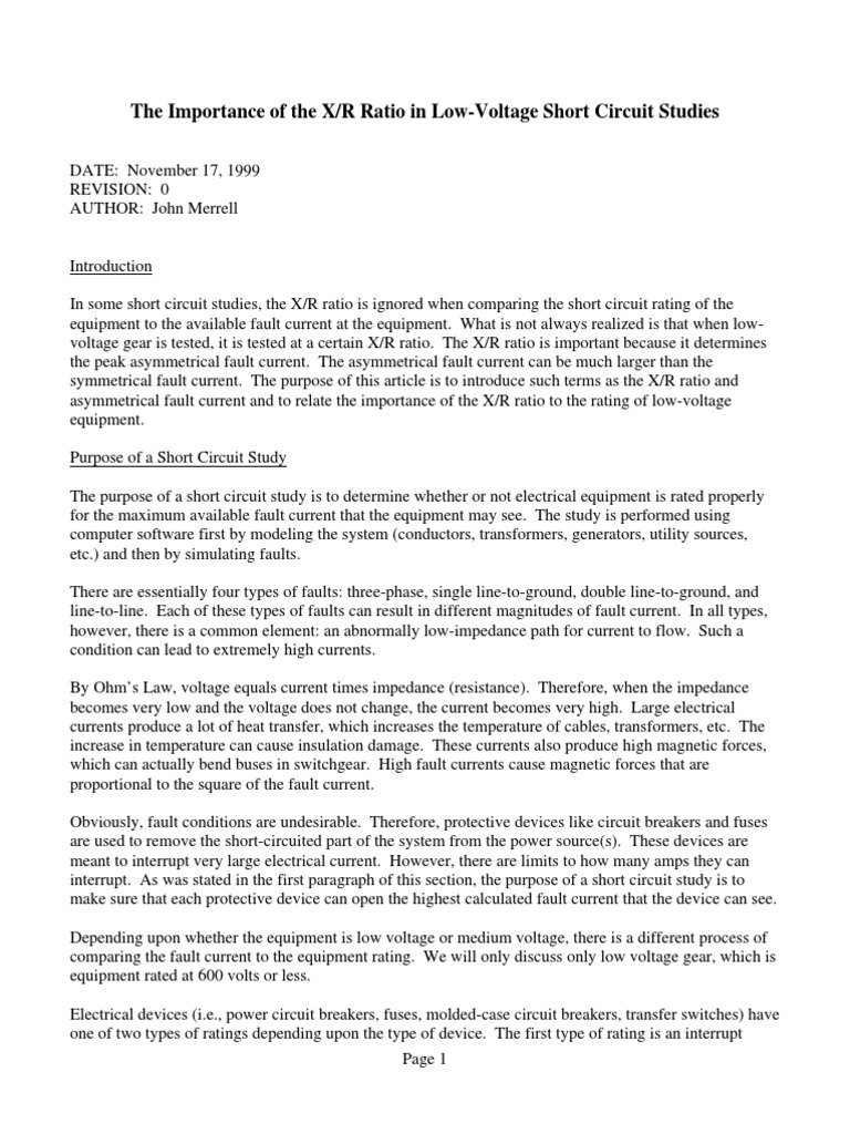 Importance of XR Ratios PDF Electrical Impedance Fuse (Electrical)