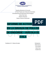 Informe de Las Actividades en La Granja de Pollos de Engorde - Valeria Tovar y E