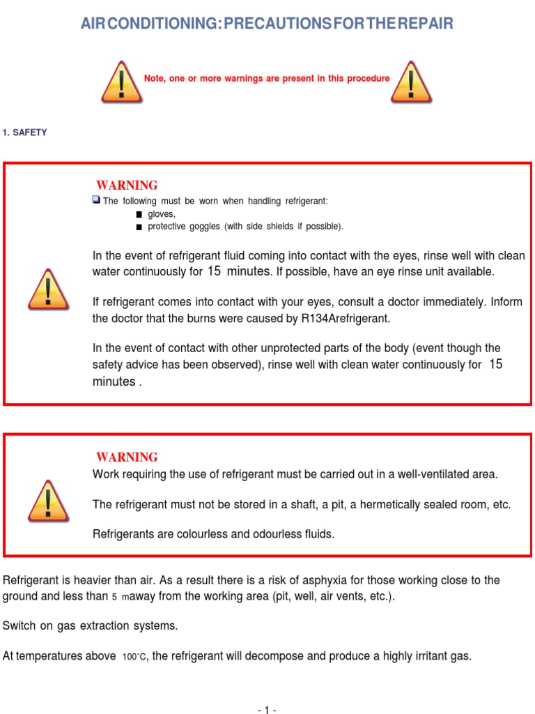 Air Conditioning Precautions For The Repair2 PDF Leak Pipe (Fluid