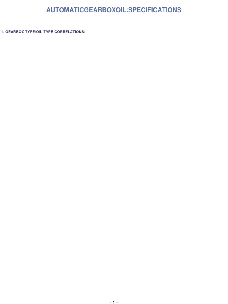 Automatic Gearbox Oil Specifications PDF