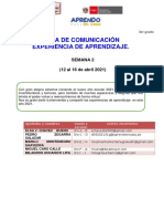 Área de Comunicación Experiencia de Aprendizaje.: Semana 2 (12 Al 16 de Abril 2021)