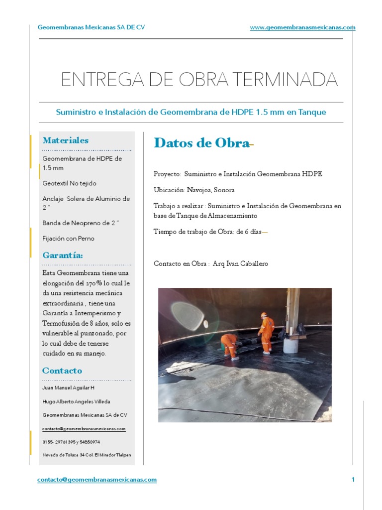 Instalación de Geomembrana HDPE | PDF