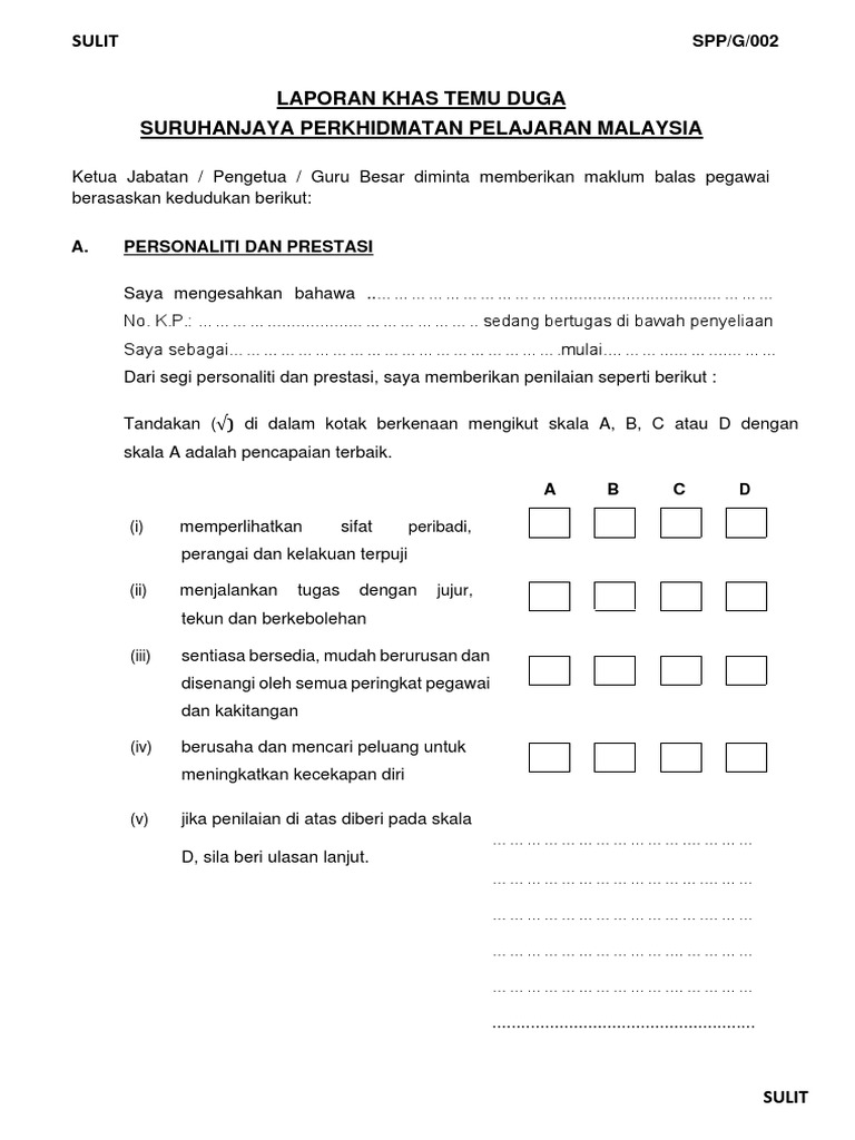 Laporan Khas Temuduga SPP | PDF