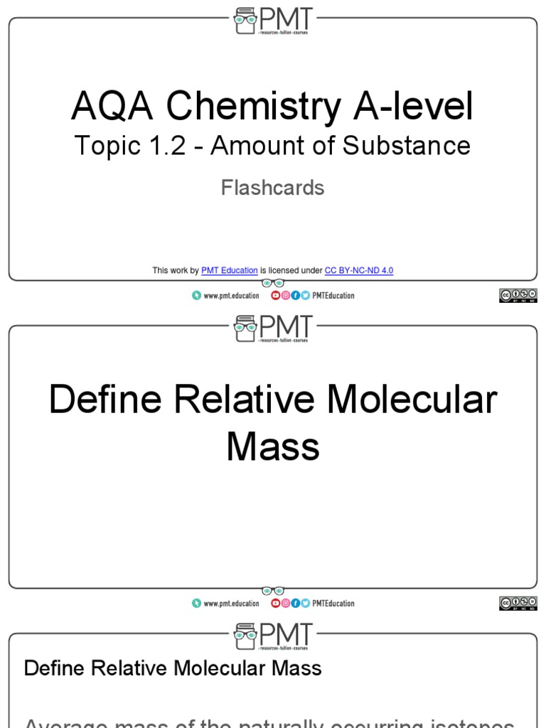 Flashcards - Topic 1.2 Amount of Substance - AQA Chemistry A-Level ...