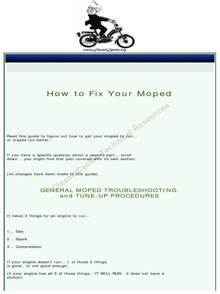 How To Fix Moped | PDF