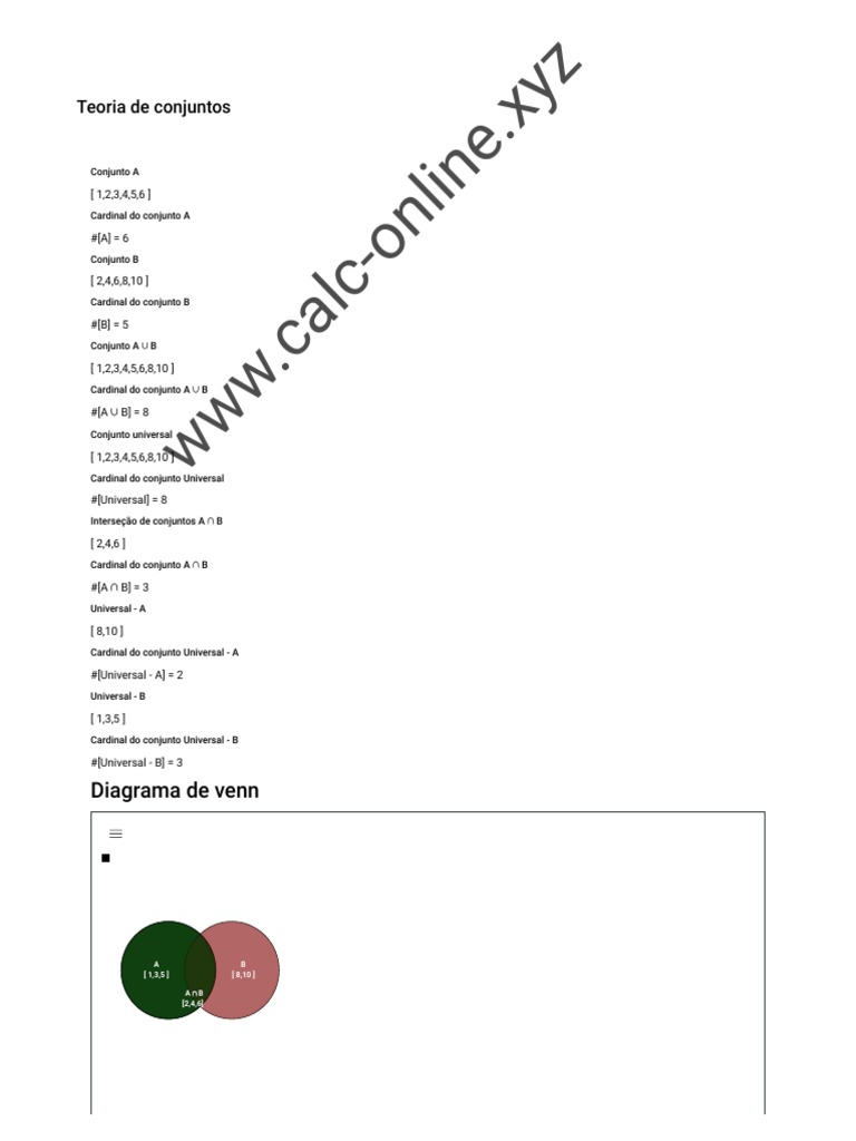 Teoria de conjuntos calculadora online pdf