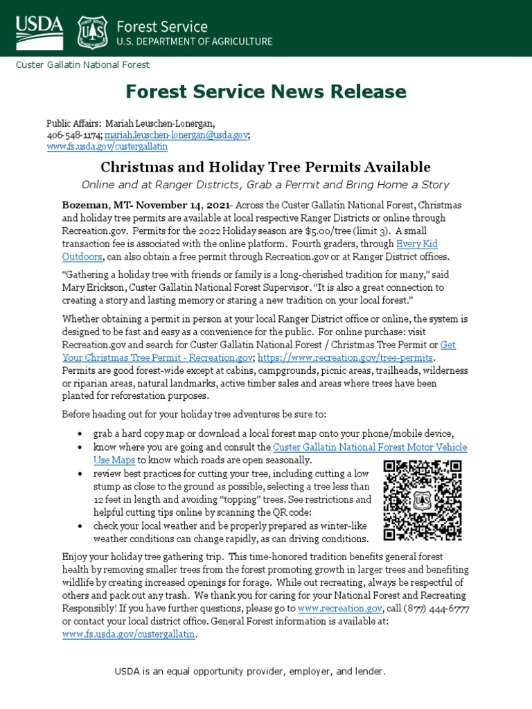 Christmas and Holiday Tree Permits Available PDF