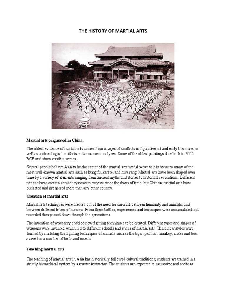 THE HISTORY OF MARTIAL ARTS PDF Chinese Martial Arts Karate