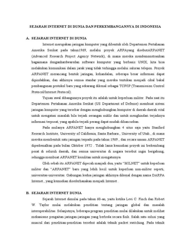 Sejarah Internet Di Dunia Dan Perkembangannya Di Indon…