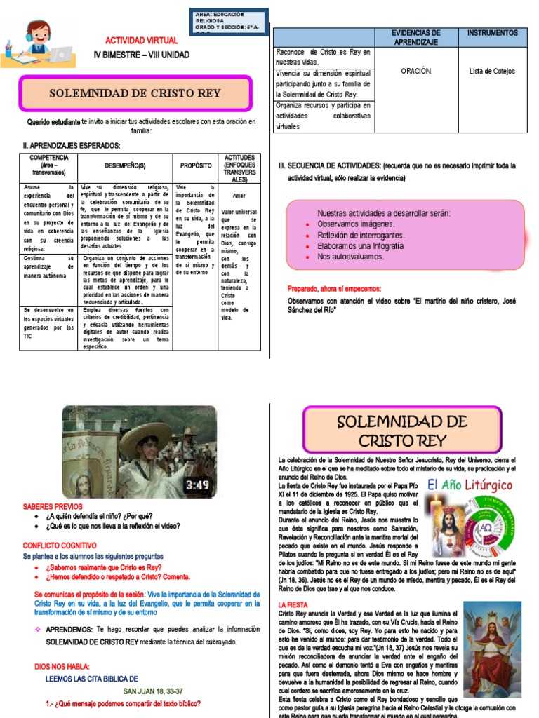 Actividad Virtual Viii 01 Quinto Cristo Rey | PDF | Jesús | Cristo (título)