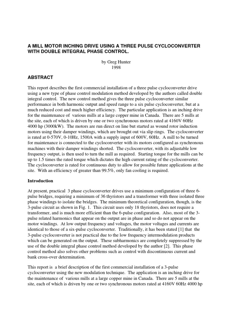 Three-Pulse Cycloconverter Inching Drive | PDF | Manufactured Goods ...