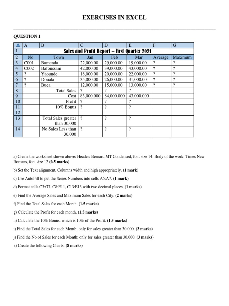 Exercise in Excel | PDF
