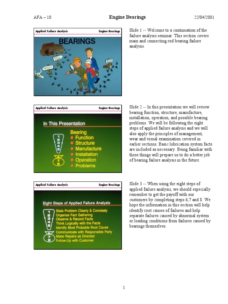 Bearing Failure Analysis Insights | PDF | Bearing (Mechanical) | Wear