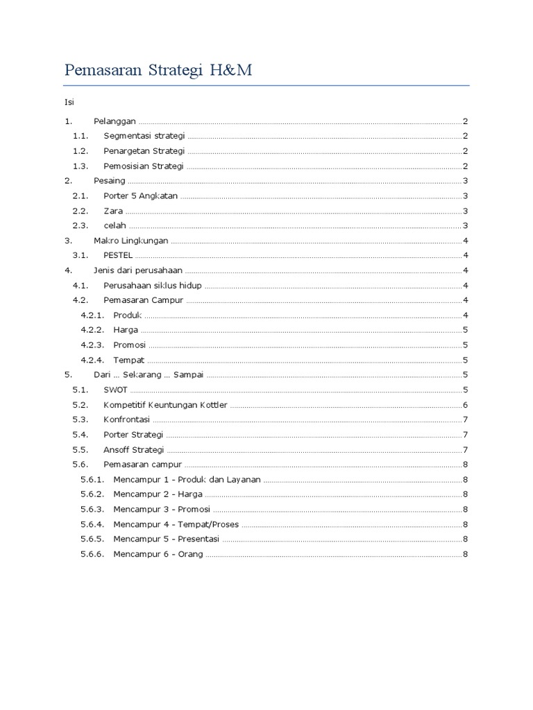 Strategi Pemasaran dan Segmentasi H&M | PDF