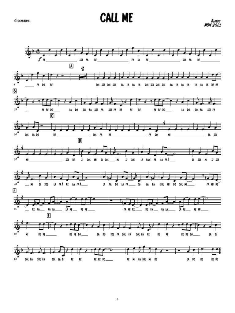 Glockenspiel Call Me PDF
