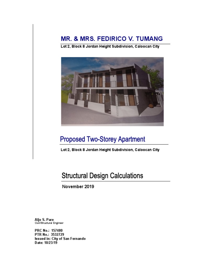 Tumang Residence - Structural Calculations | PDF | Engineering | Building