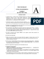 Test Booklet Civil Engineering Paper I: IES-2011 UPSC (ESE)