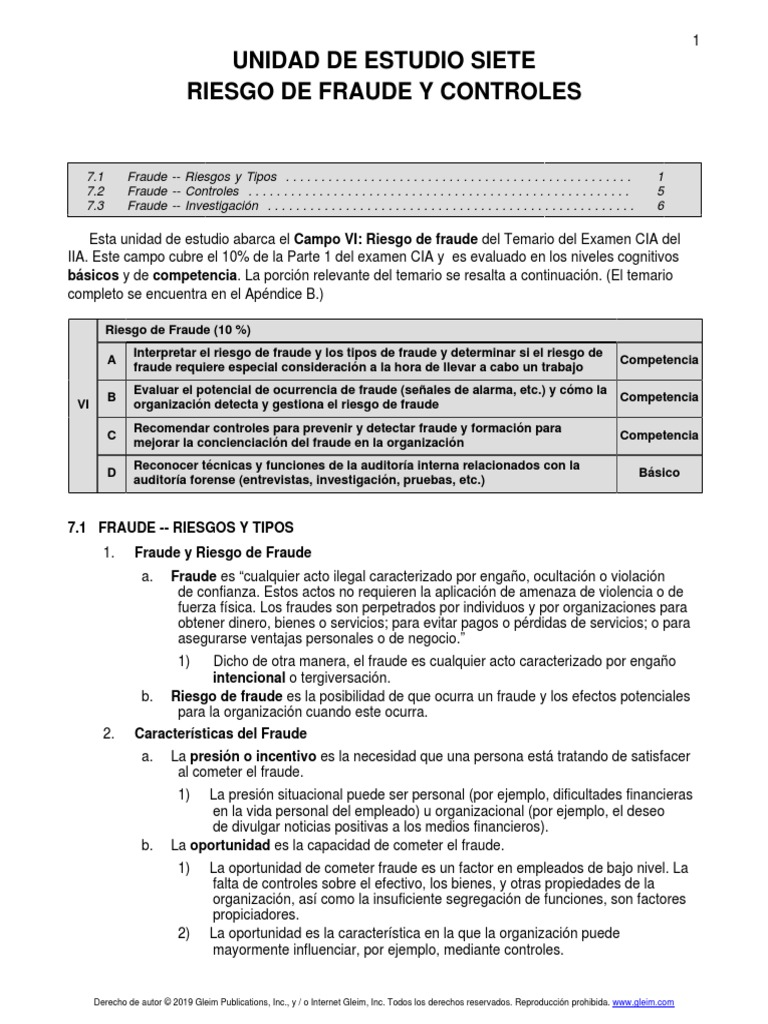 CIA - SU7 - Riesgo de Fraude y Controles | PDF | Auditoría | Corrupción ...