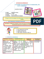 DIA 14 de Nov SESION DE APRENDIZAJE El Impacto de Las Tecnologías de La Información y La Comunicación en Nuestra Convivencia Familiar.