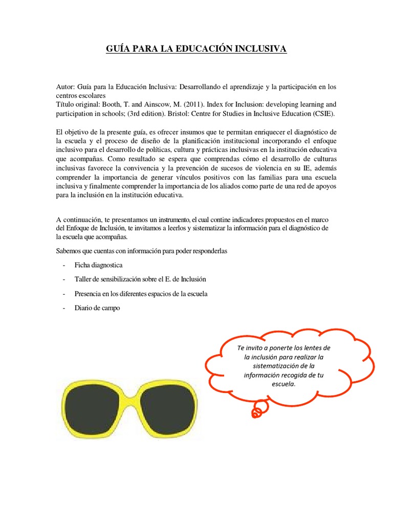 Guía para Educación Inclusiva | PDF | Método de enseñanza | Aprendizaje