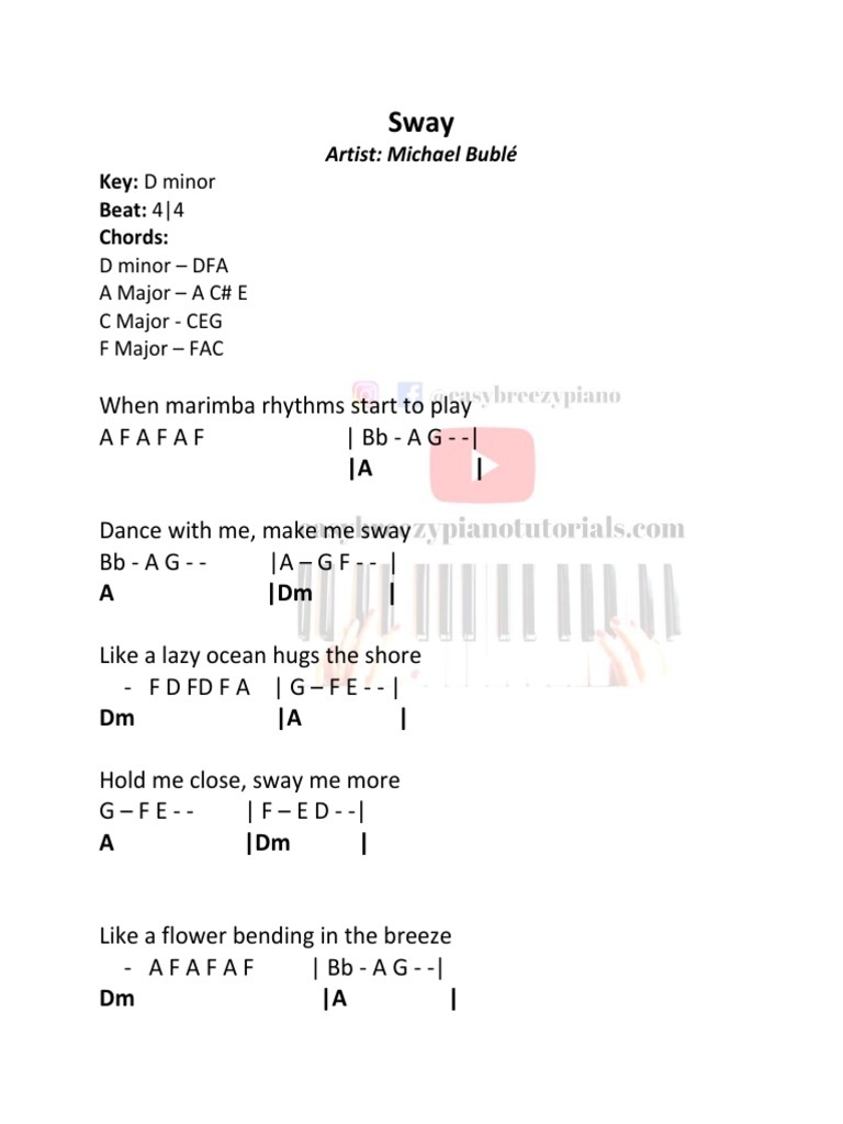 Sway Piano Notes PDF