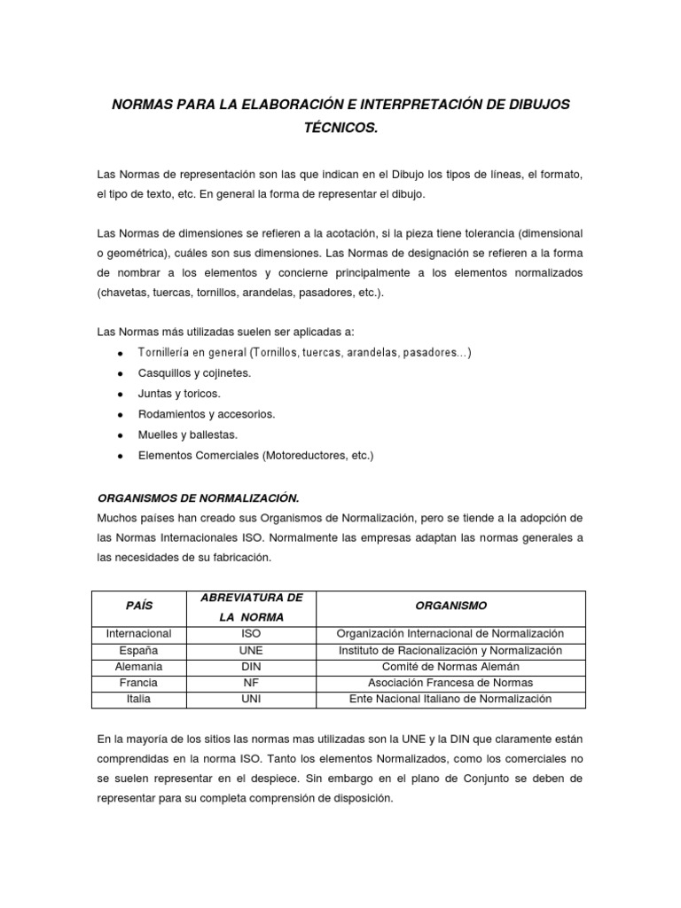 NORMAS PARA LA ELABORACIÓN E INTERPRETACIÓN DE DIBUJOS TÉCNICOS ...