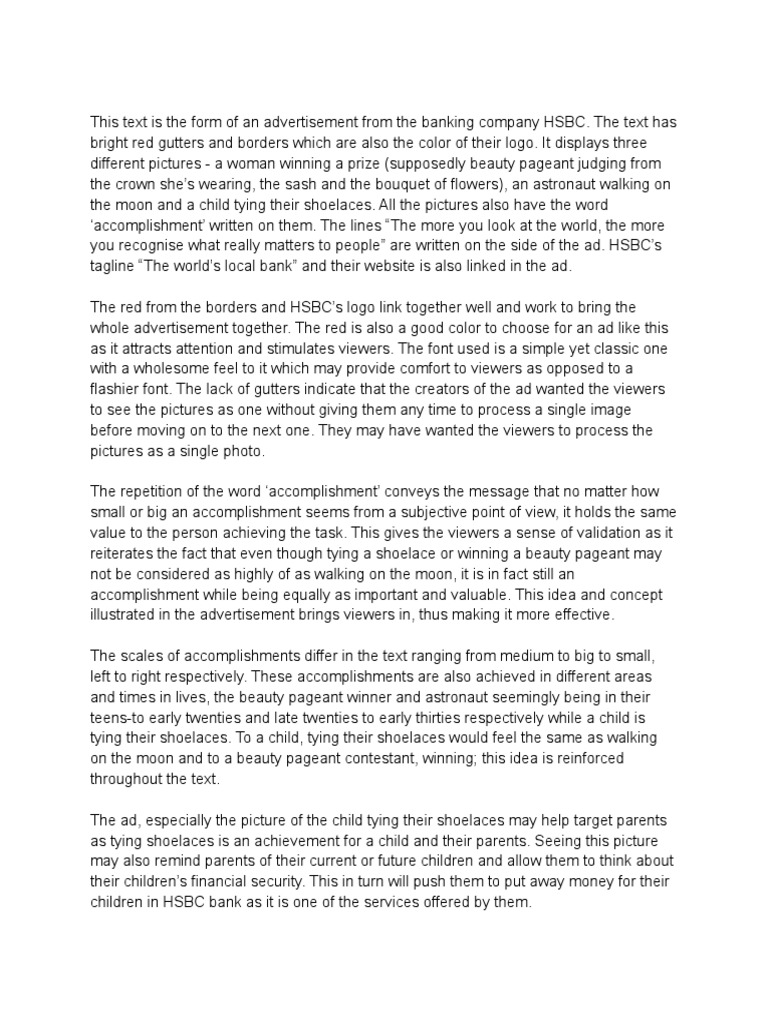 HSBC Ad | PDF | Advertising | Psychology