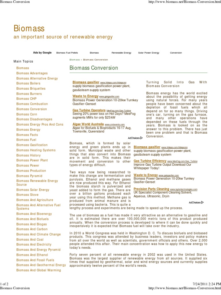 BIOMASS - NET - Biomass Conversion | PDF | Biomass | Biofuel