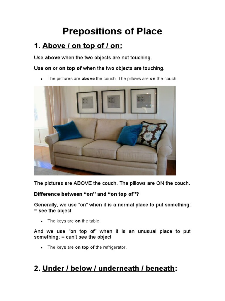 Understanding Prepositions of Place | PDF