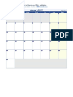 Blank Editable Calendar Template