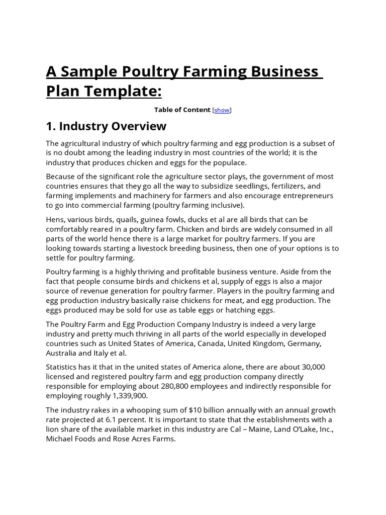 a poultry farm business plan