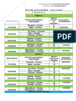 MODELO DE CALENDARIO DE PROVAS 6º ao 8º ANOS