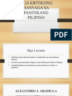 Mga Kritikong Banyaga Sa Panitikang Pilipino