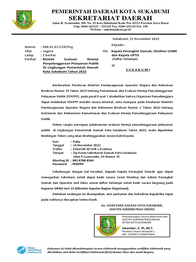Undangan Bimtek Evaluasi Kinerja Penyelenggaraan P - 221115 - 134911