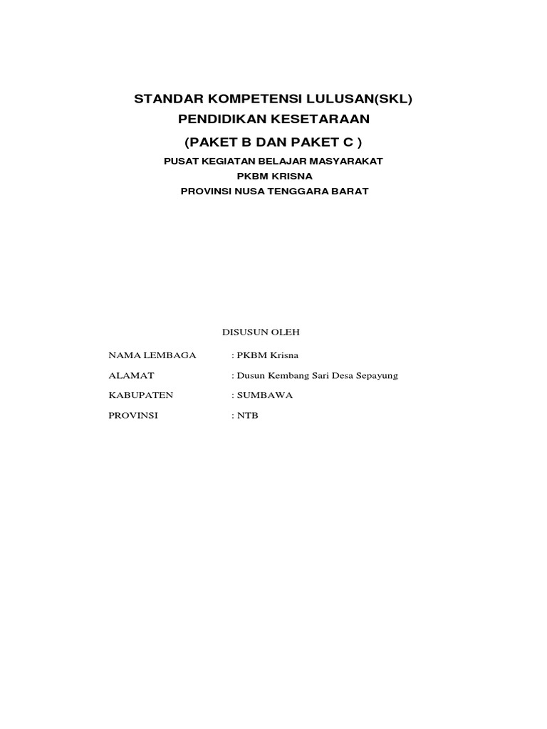 SKL Pendidikan Kesetaraan Paket B & C | PDF