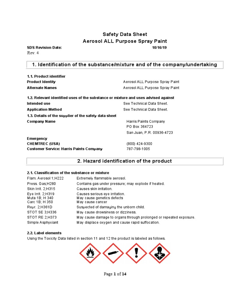 Aerosol ALL Purpose Spray Paint 4 PDF Toxicity Water