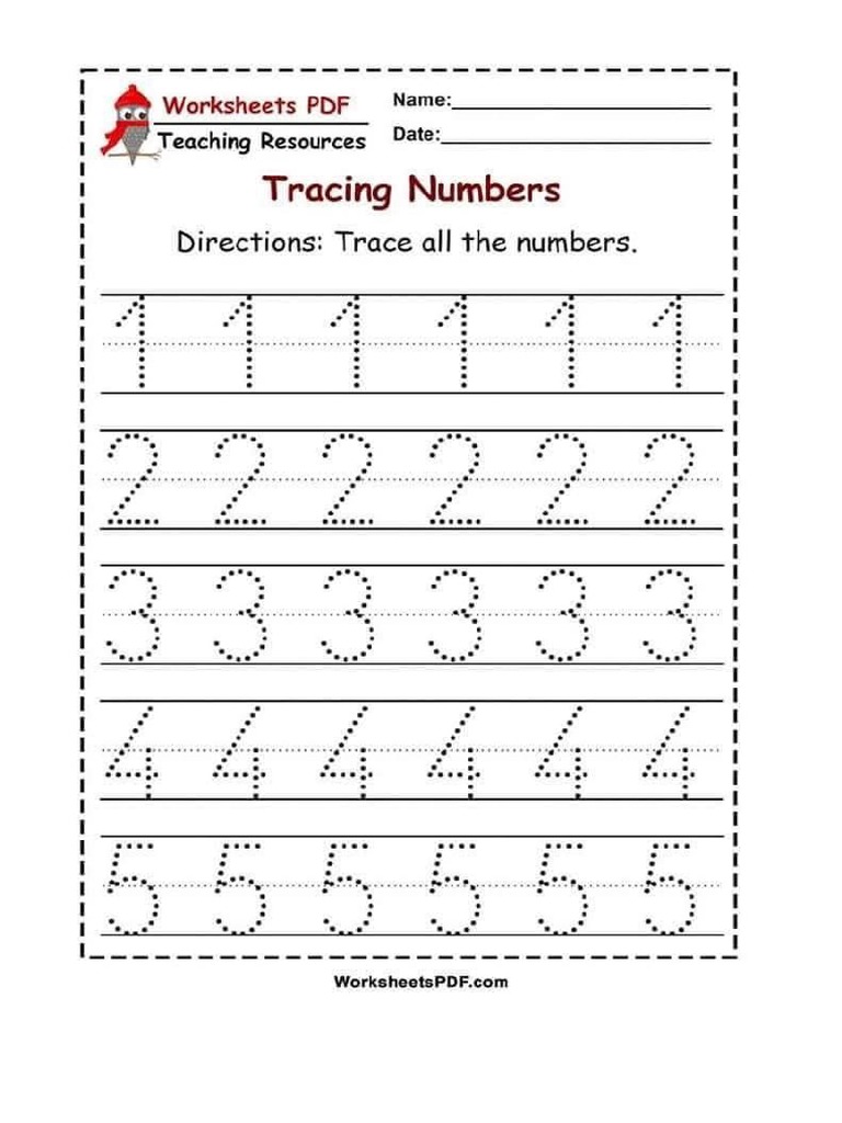Number Tracing Worksheets Pdf
