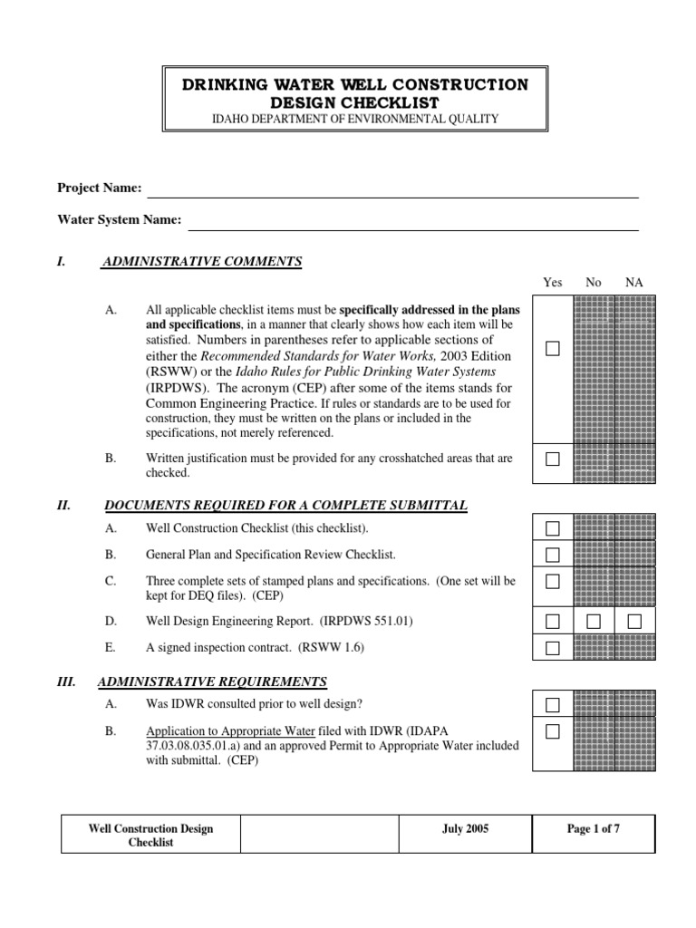 Drinking Water Well Const PDF Specification (Technical Standard) Casing (Borehole)