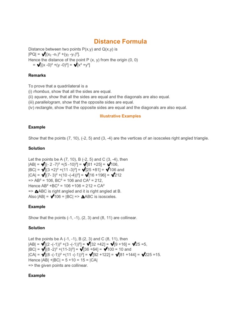 ST - Distance Formula Xi | Download Free PDF | Triangle | Line (Geometry)