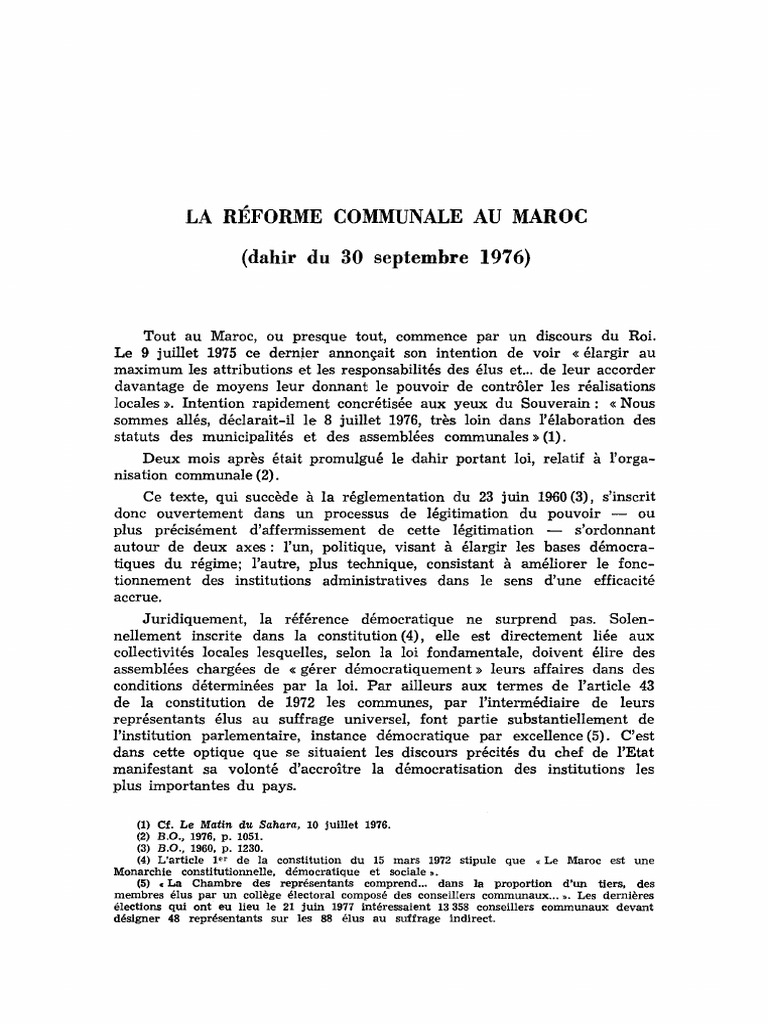 La Réforme Communale Au Maroc | PDF