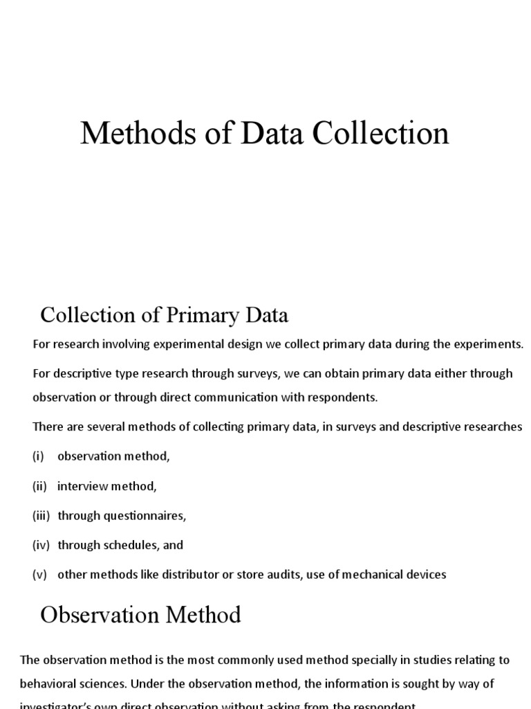Module 6 Methods of Data Collection PDF