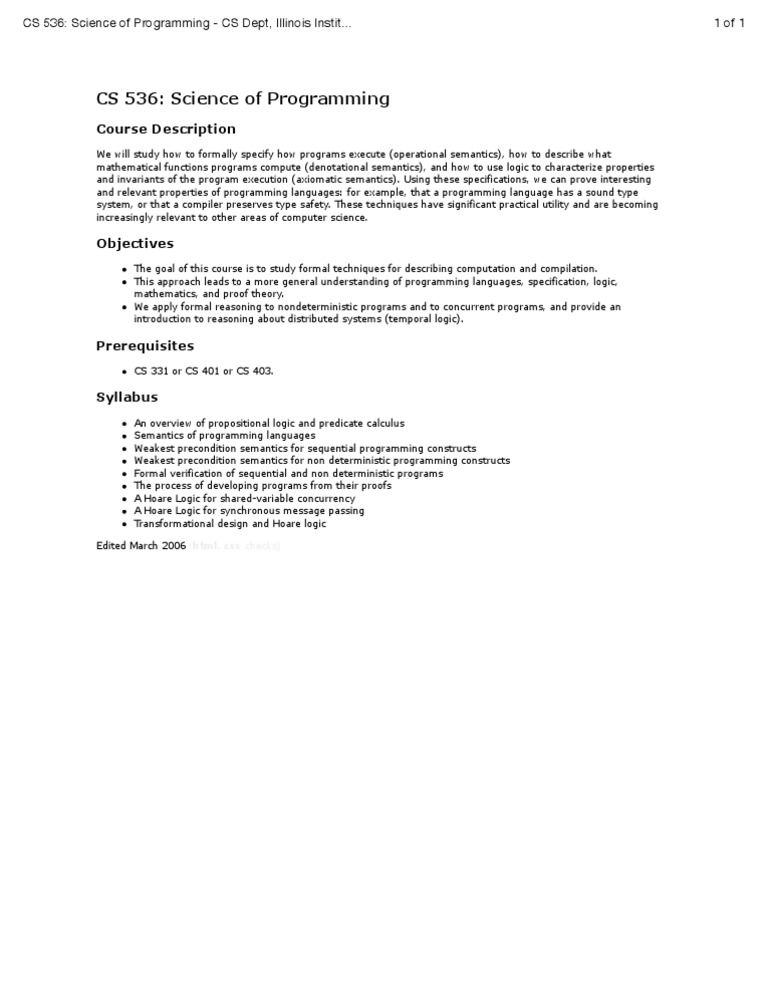 Science of Programming Course Overview | PDF | Computers
