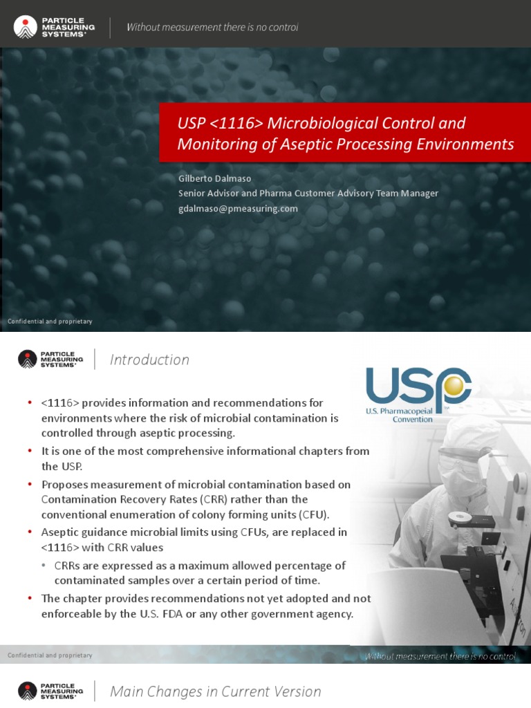 Usp 1116 Microbiological Control and Monitoring of Aseptic Processing